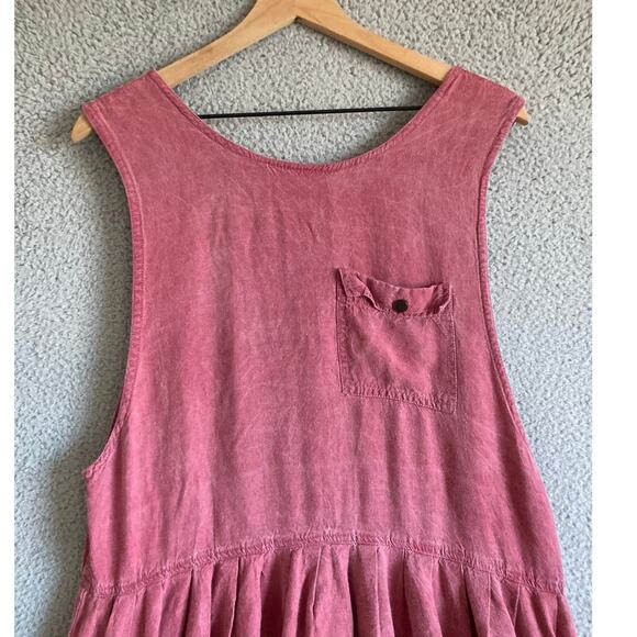 Vintage Express Midi Dress 1 Medium Tank Pockets Jersey Round Neck Stone Red 80s - Picture 2 of 13